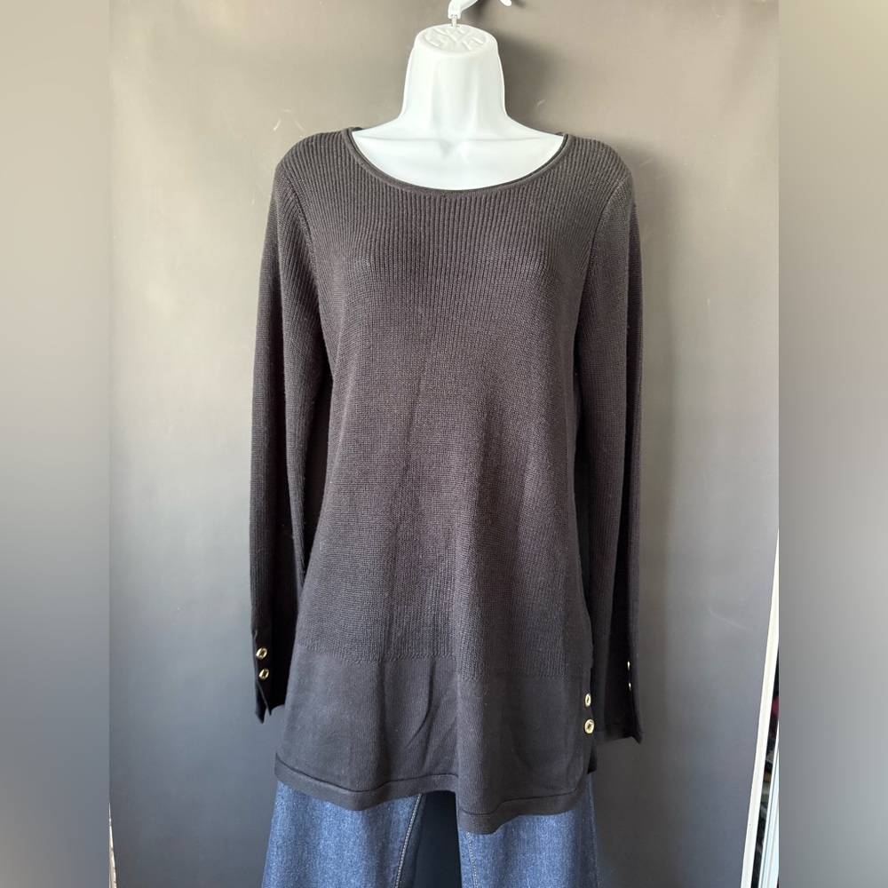 Calvin Klein tunic lightweight black sweater medium gold details